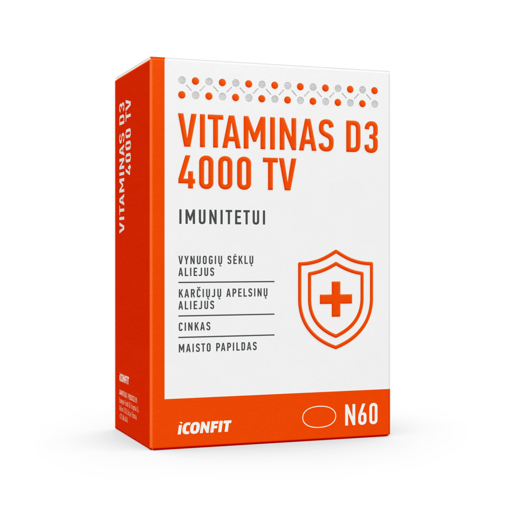 ICONFIT Vitaminas D3 imunitetui 4000 TV (60 kapsulių)