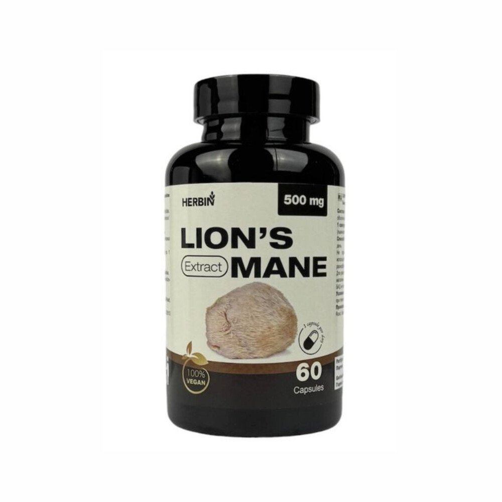 HERBIN LION'S MANE EXTRACT (liūto karčiai / gericijaus grybas) maisto papildas, 60 kapsulių
