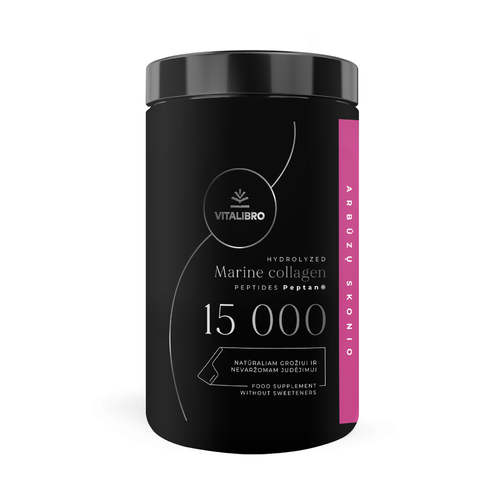 VitaLibro Hidrolizuotas jūrinis kolagenas COLLAGEN 15 000, arbūzų aromato