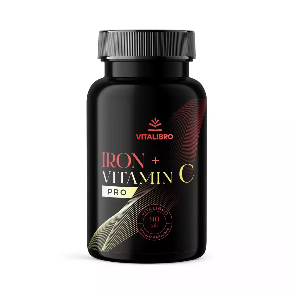 VitaLibro Biologiškai aktyvi geležis su Acerola IRON + VITAMIN C PRO