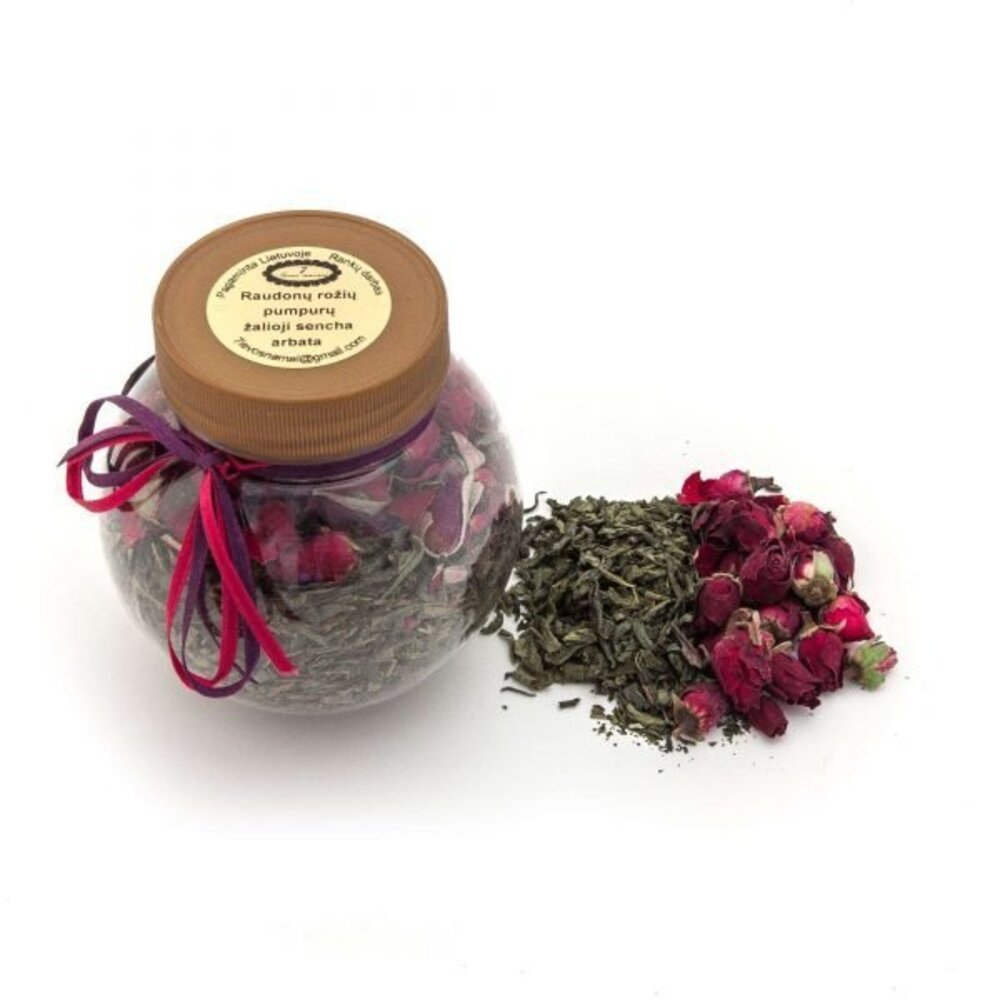 Raudonų rožių pumpurų, žalioji Sencha arbata, 110 g