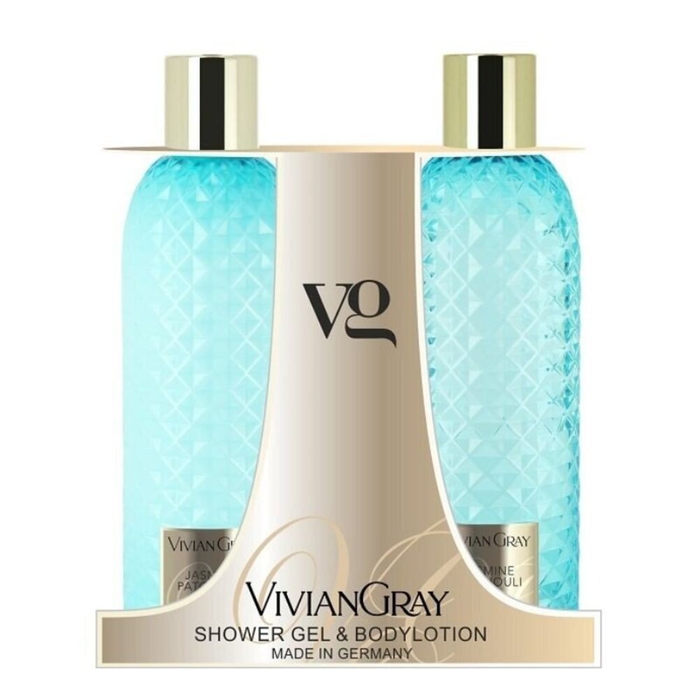 VIVIAN GRAY rinkinys skystas muilas ir losjonas kūnui Gemstone Jasmine & Patchouli, 2 x 300 ml